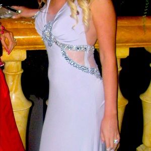 Long gown, worn once. Open back and halter closure around the neck